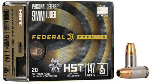 9mm Luger 147 Grain Jacketed Hollow Point 20 Rounds Federal Ammunition